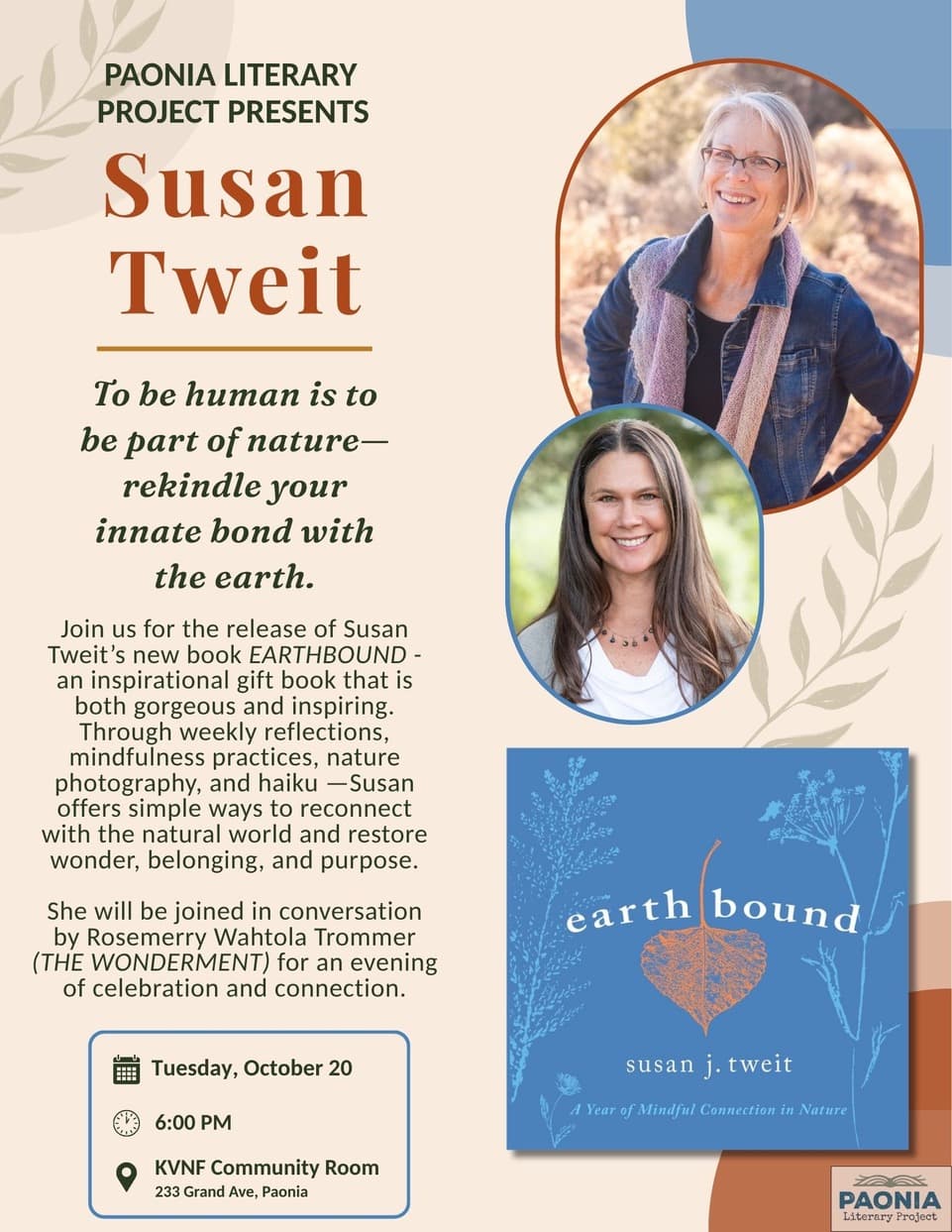 Susan Tweit EARTHBOUND Release